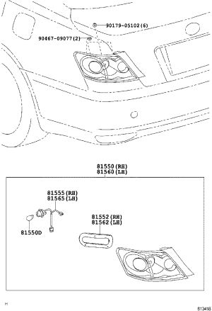 Left Exterior Tail Light Assembly 81560-0P020 for Toyota Reiz