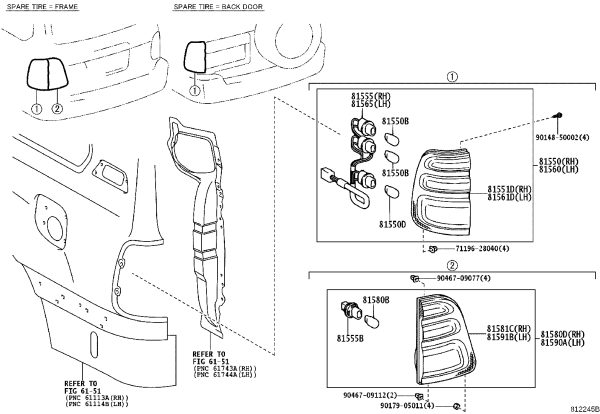 Tail Lamp Assembly Left 81561-60600 for Toyota Land Cruiser