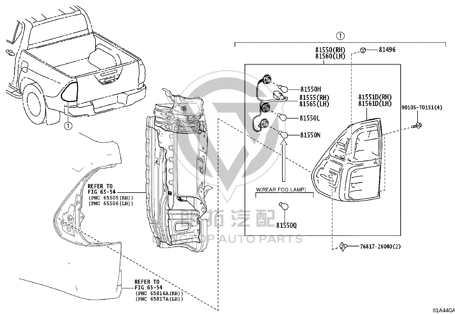 Tail Lamp Assembly 81551-0K271 for Toyota Hilux