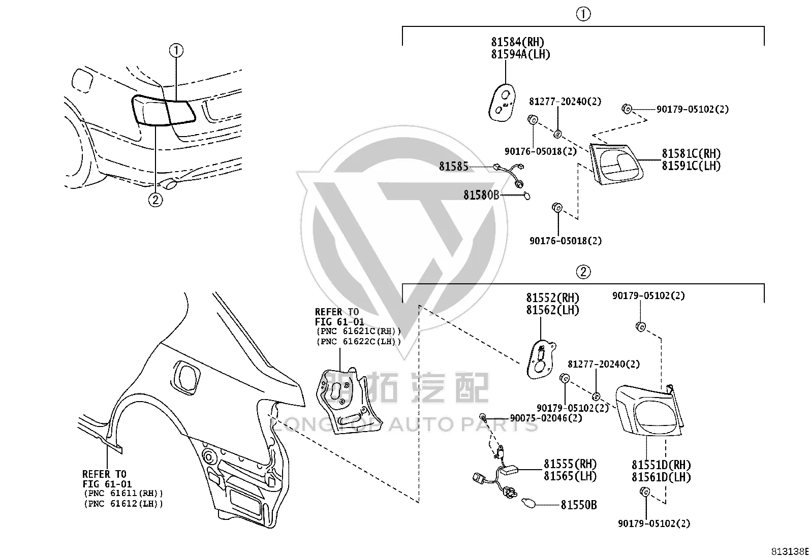 Rear Tail Lamp Wire Harness 81555-30A41 for Lexus GS