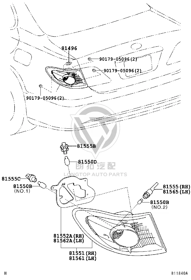 Rear Right Tail Light Wire Harness 81555-33280 for Lexus ES300
