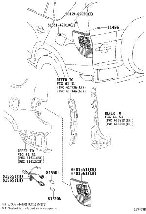 Tail Lamp Assembly Right 81551-42091 for Toyota RAV4