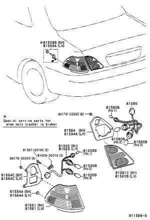 Rear Right Tail Light Wire Harness 81555-50110 for Toyota Celsior