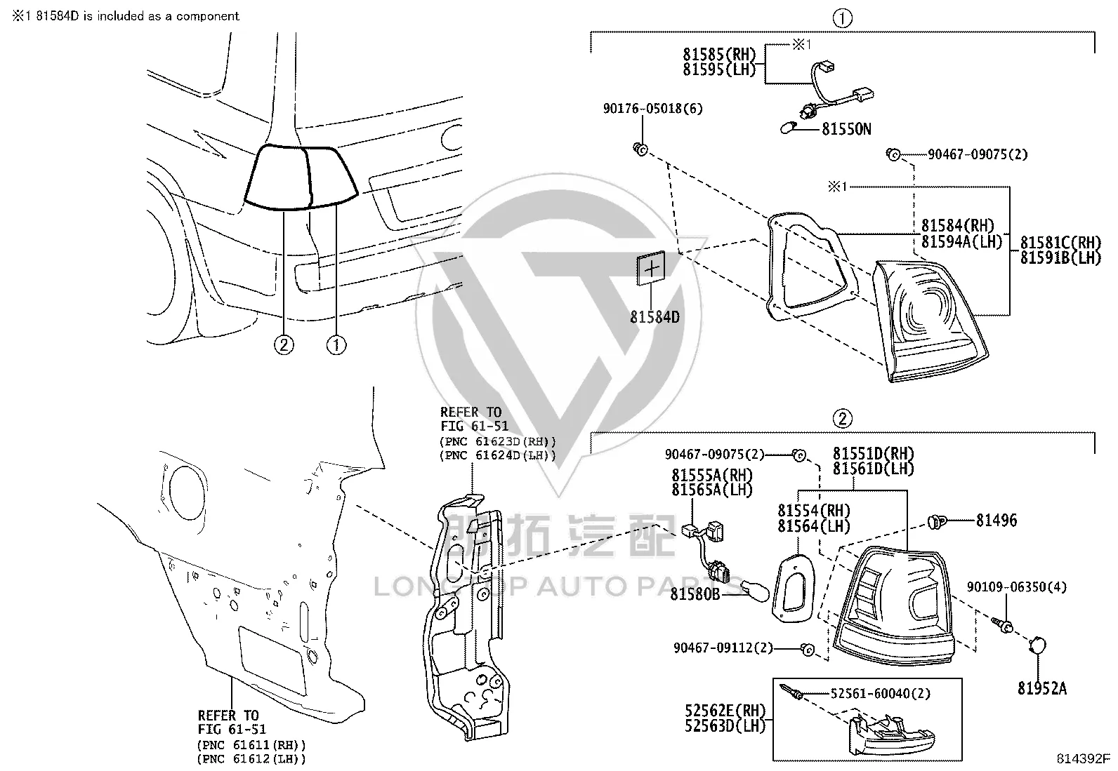 Left Side Marker Light Half Assembly 81561-60A70 for Toyota Land Cruiser