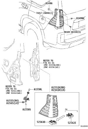 Outer Tail Light Semi-Assembly (Right) 81551-60B31 for Lexus GX460