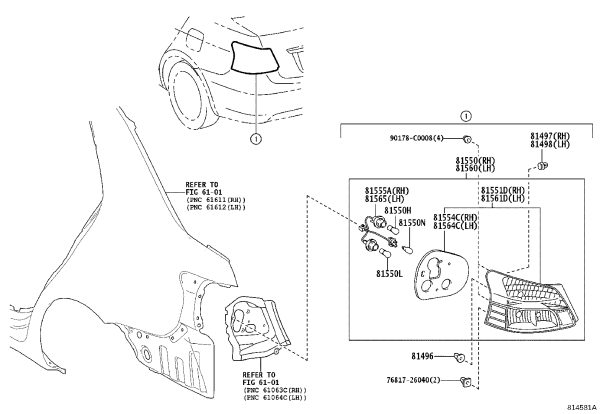Rear Right Combination Light Housing Seal 81554-0D360 for Toyota Vios