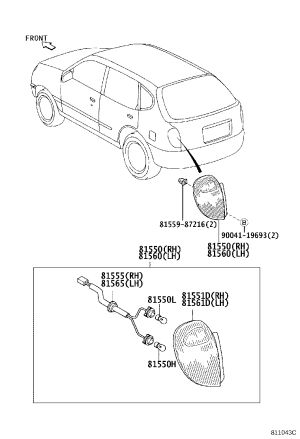 Moulding, Rear 81559-87216 for Toyota Duet