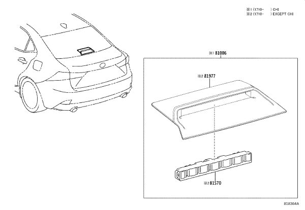 High-mounted brake light 81570-30230 for Lexus GS F