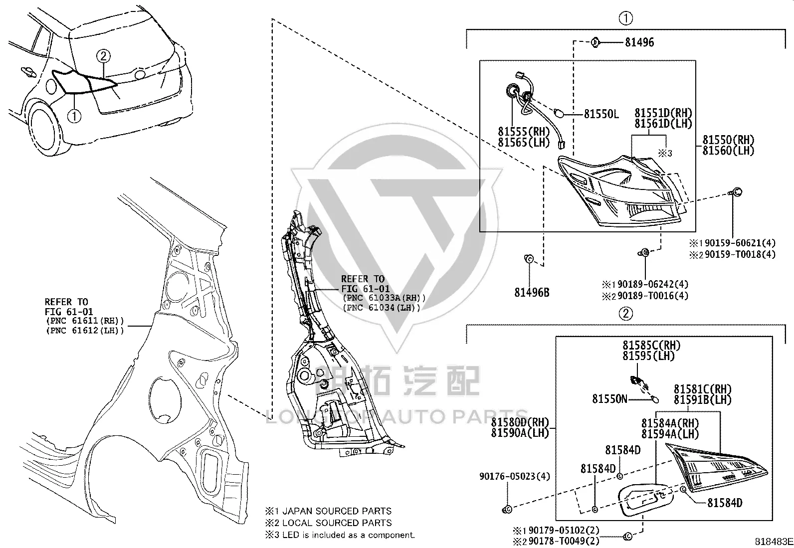 Rear Combination Lamp Gasket 81584-22040 for Lexus LBX