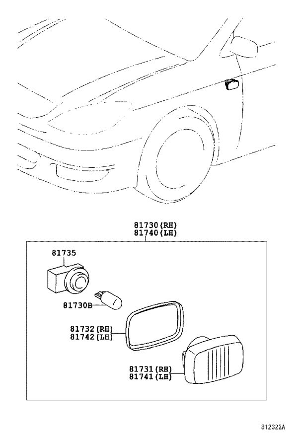 Reversing Mirror Turn Signal 81730-0D021 for Toyota Corolla