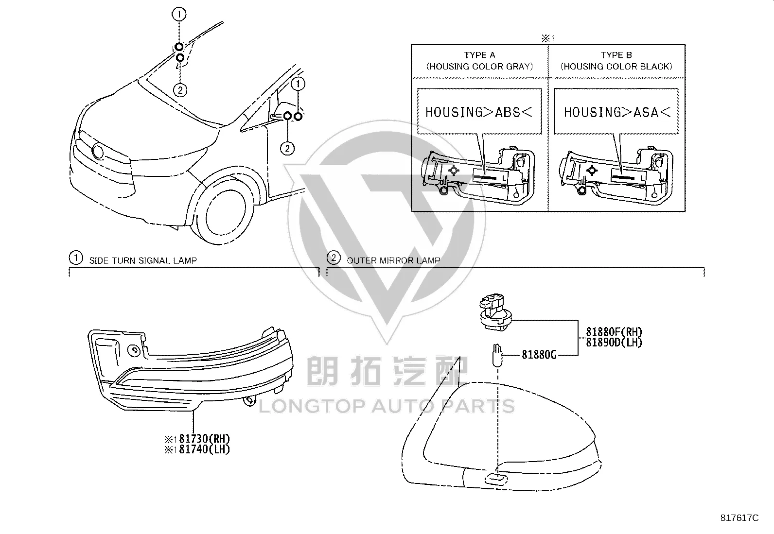 Front Right Fender Light 81730-0K080 for Toyota Fortuner