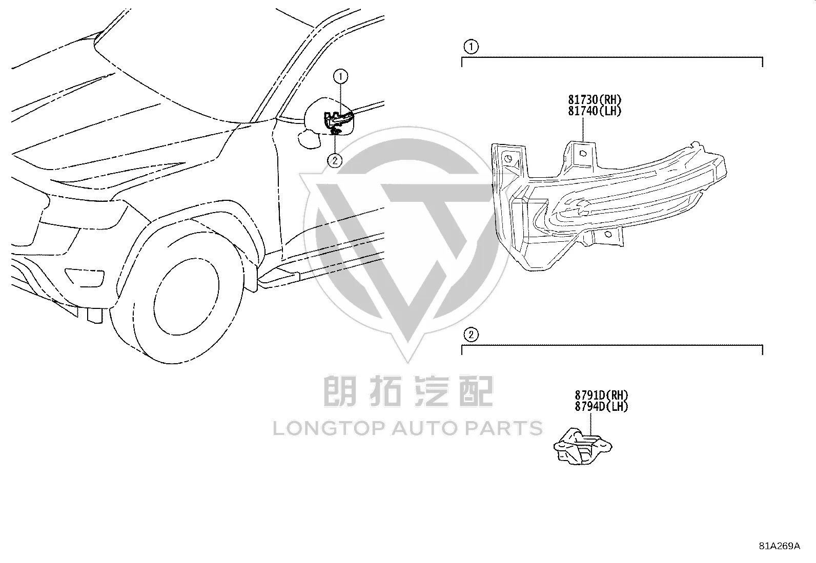 Front Fender Light (Right) 81730-60141 for Toyota Land Cruiser