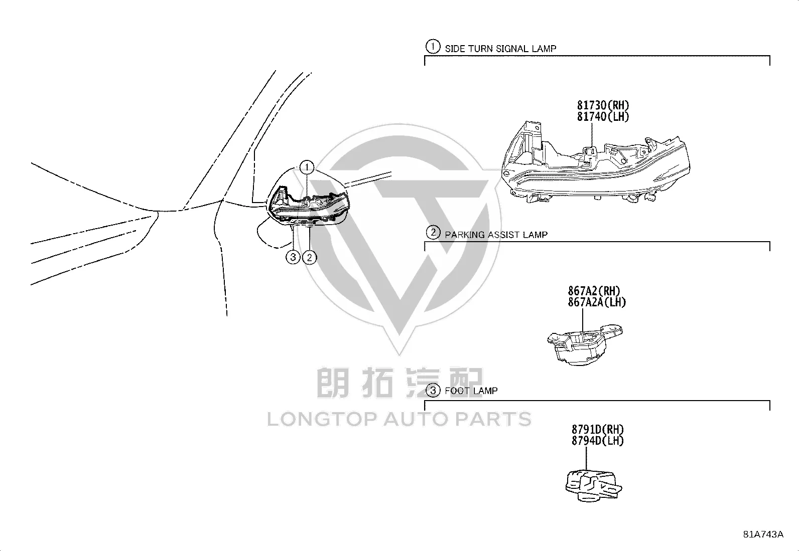 Front Fender Light (Right) 81730-60150 for Lexus LX600