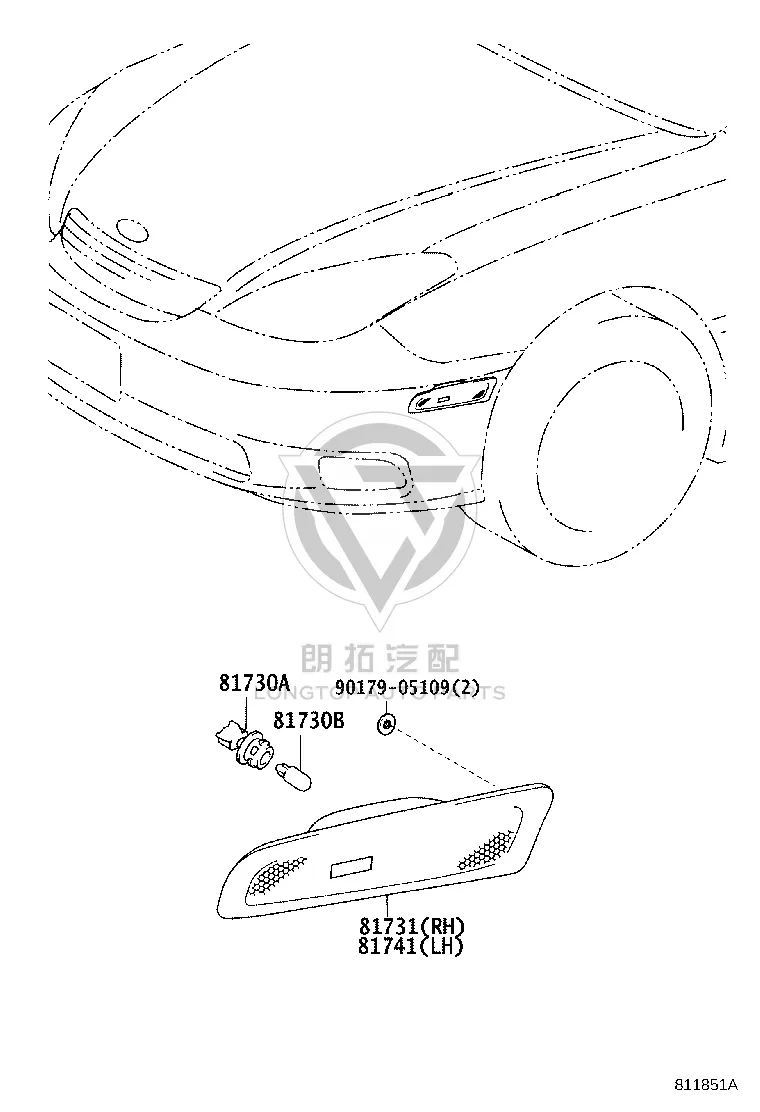 Front Fender Lamp Shade (Right) 81731-33021 for Lexus ES300