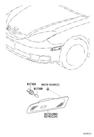 Front Fender Lamp Shade (Right) 81731-33021 for Lexus ES300