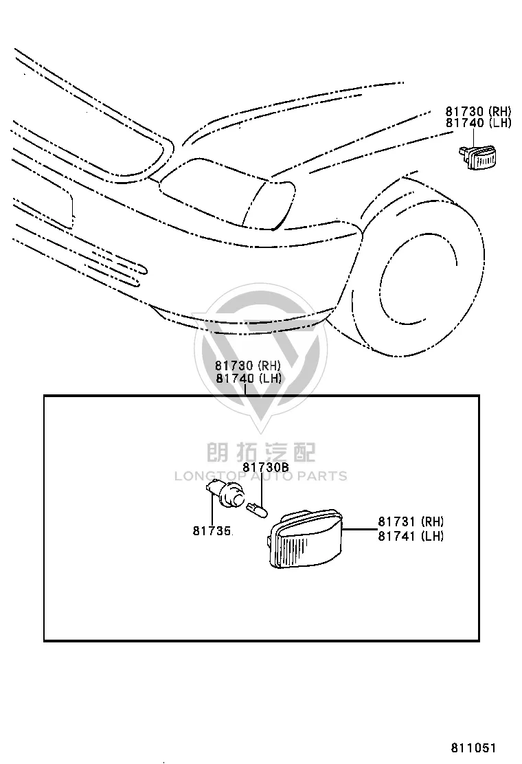 Front Fender Lamp Shade (Right) 81731-50090 for Toyota Avalon