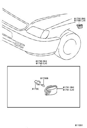 Front Fender Lamp Shade (Right) 81731-50090 for Toyota Avalon
