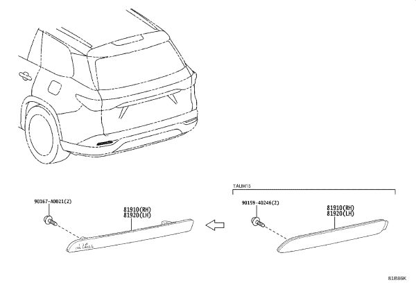 Rear Bumper Decorative Light 81910-08020 for Toyota Tundra