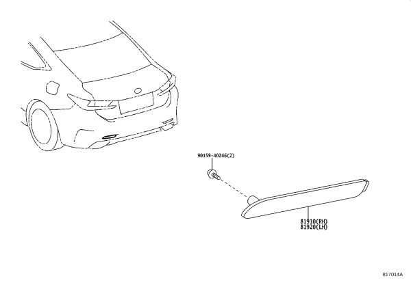 Rear Bumper Trim Lamp Right 81910-48012 for Toyota Alphard