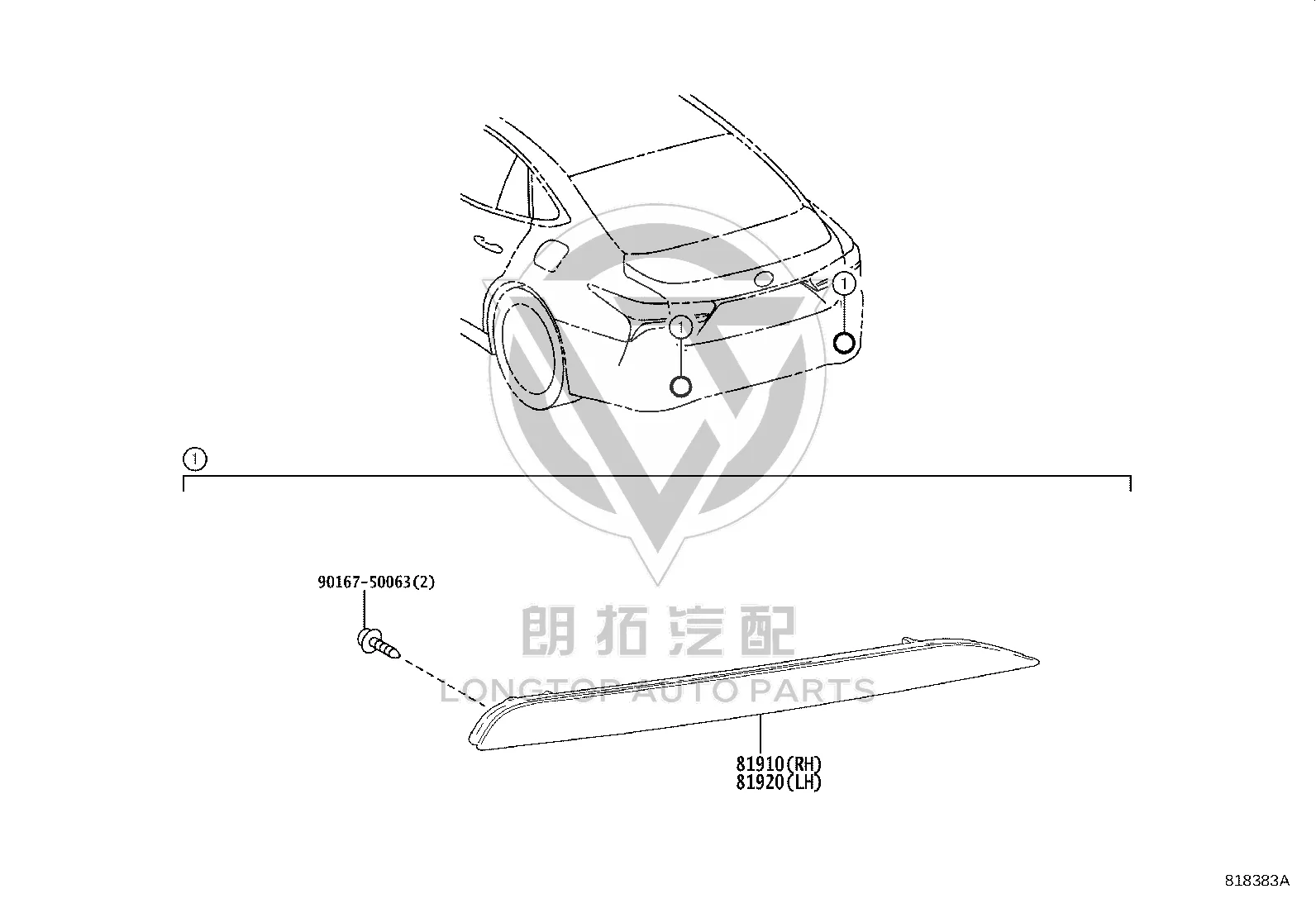 Rear Bumper Trim Light 81910-50030 for Lexus LS500