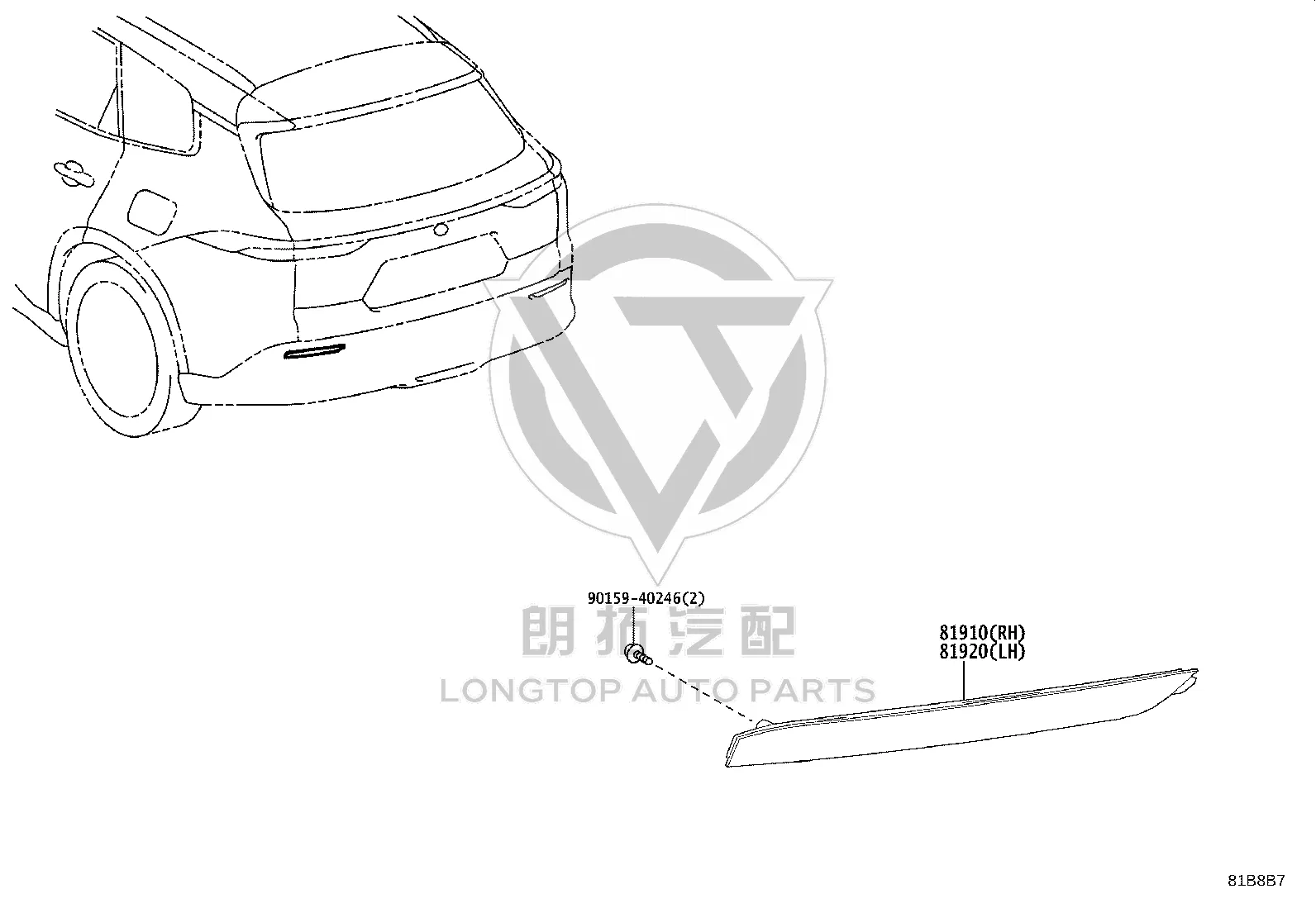 Rear Bumper Reflector Right 81910-78010 for Toyota Alphard