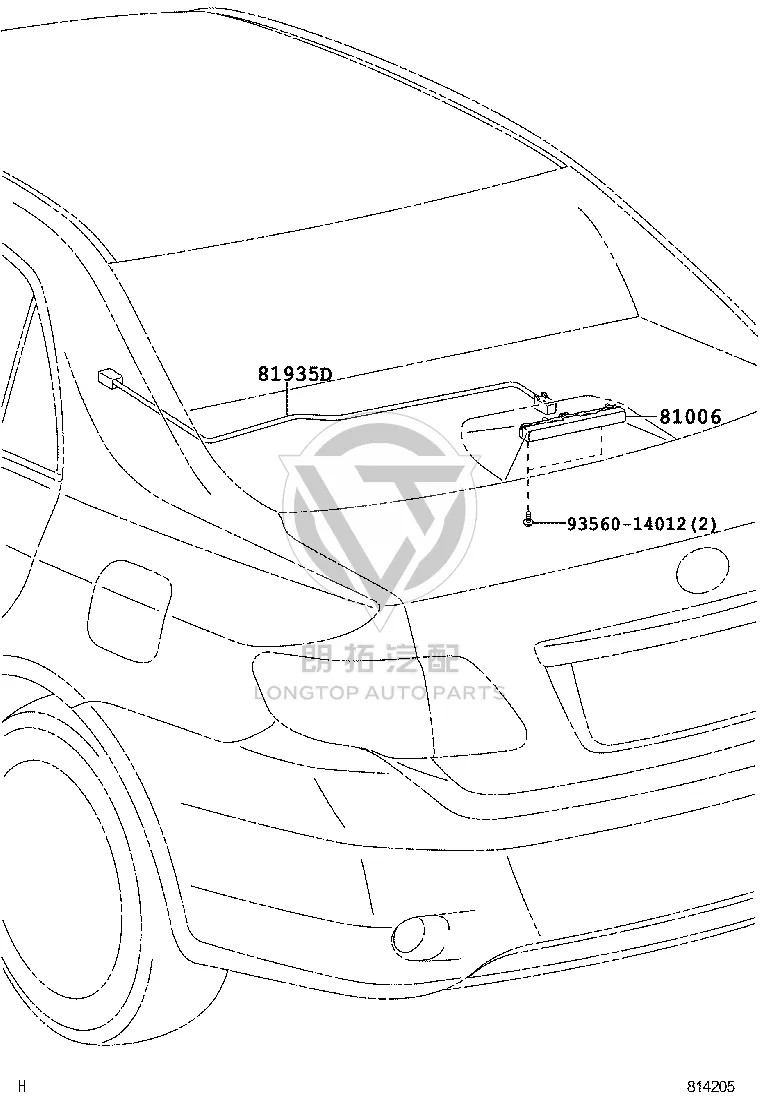Central brake lamp lead assembly 81935-02020 for Toyota Corolla