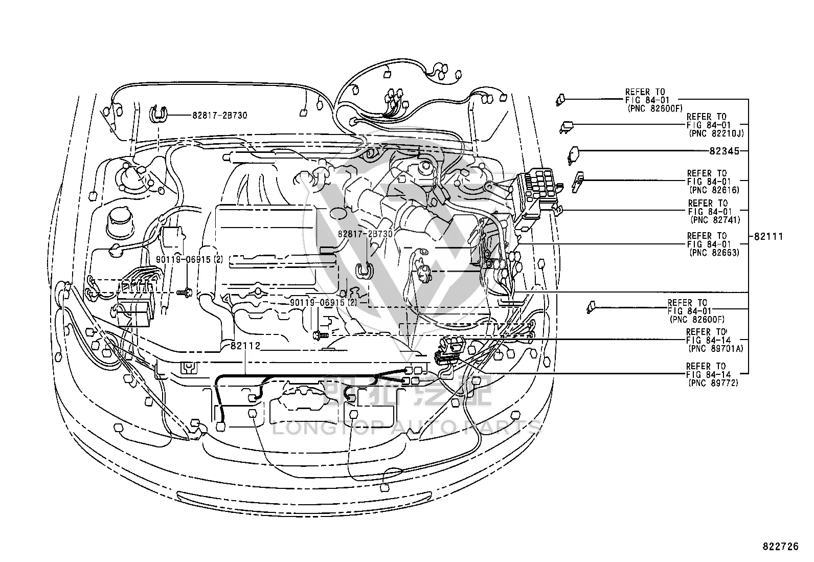 Engine Compartment Wire Harness 82112-33050 for Toyota Camry