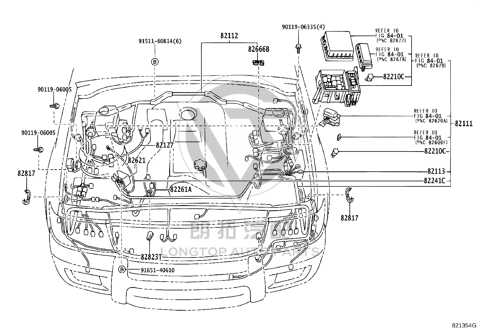 Engine Room Wiring Harness 82112-60500 for Toyota Land Cruiser
