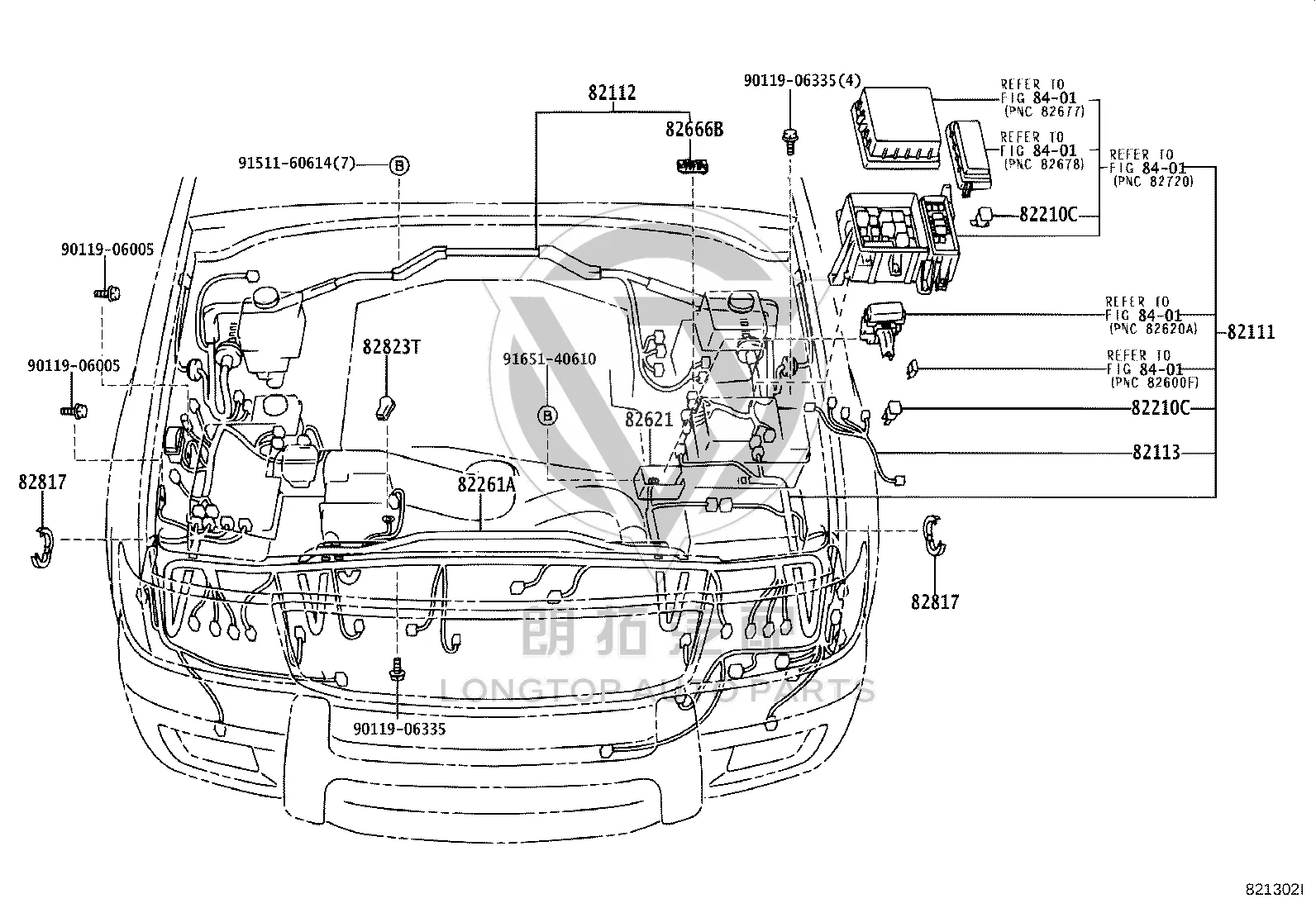 Engine Compartment Wire Harness 82112-60445 for Toyota Land Cruiser