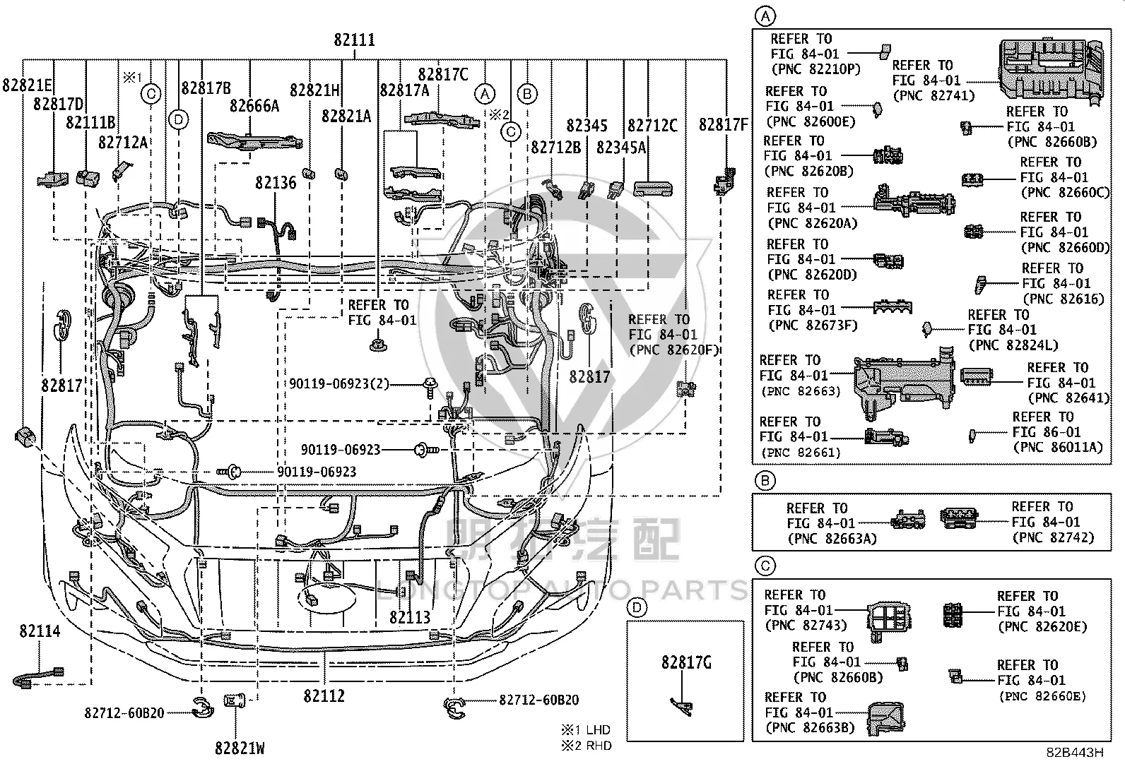 Engine compartment wire harness 82112-60850 for Toyota Land Cruiser Prado