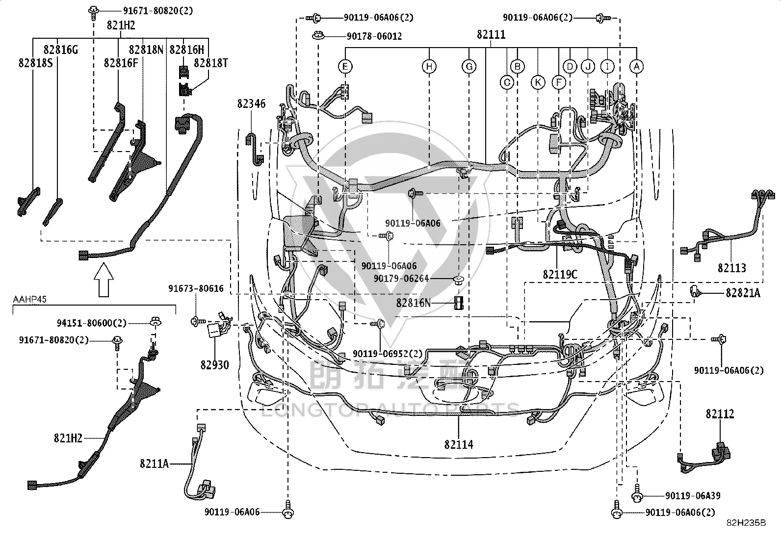 Engine compartment harness 82112-V2020 for Toyota Alphard