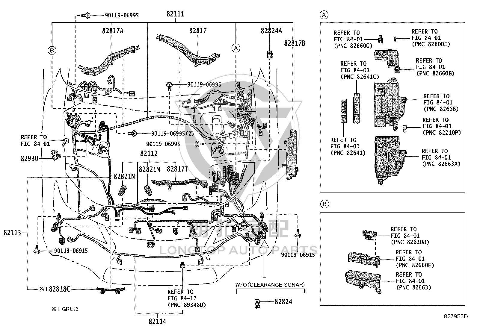 Front Bumper Parking Sensor Wiring Harness 82114-30290 for Lexus GS Series