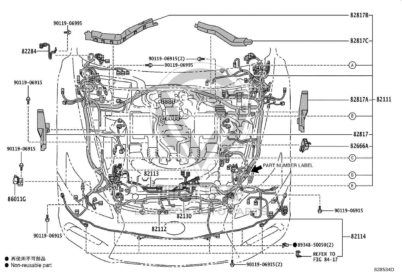 Headlight Wiring Harness 82114-50050 for Lexus LS460