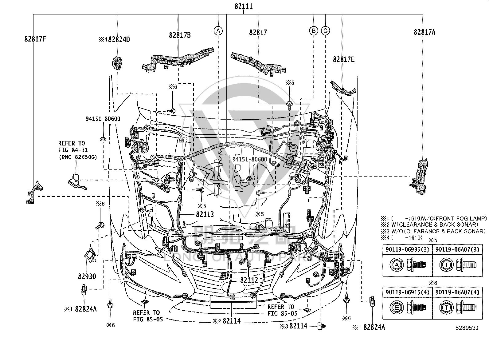 Headlamp Wiring Harness 82114-53090 for Lexus IS