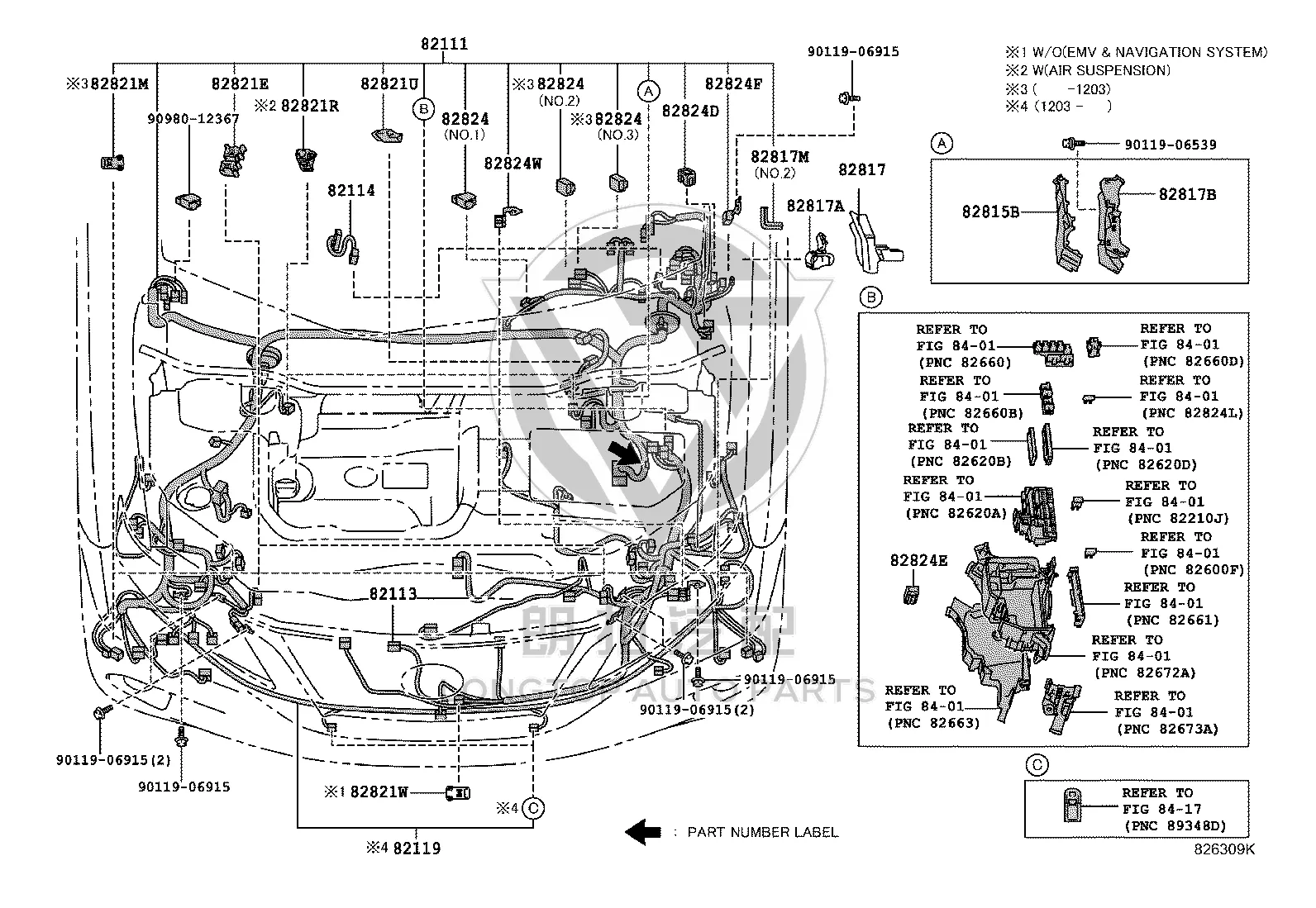 Sensor harness 82119-48011 for Lexus RX270