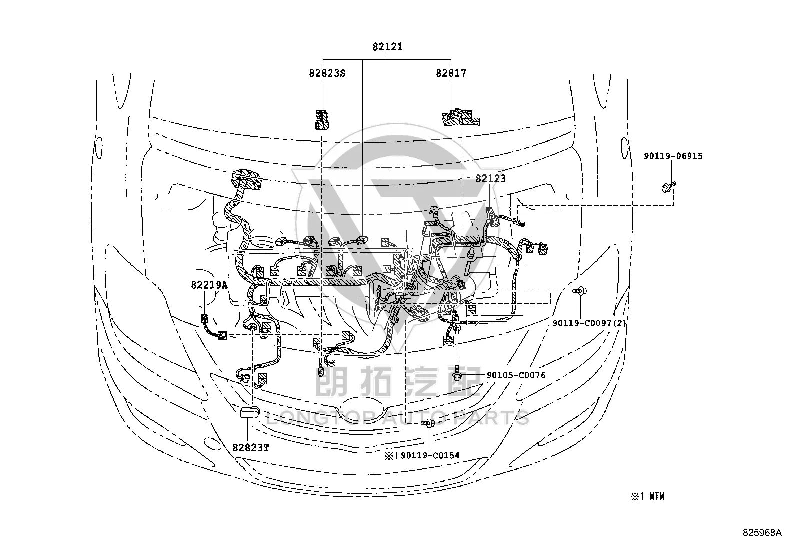 Engine No.3 Harness 82123-0D320 for Toyota Vios