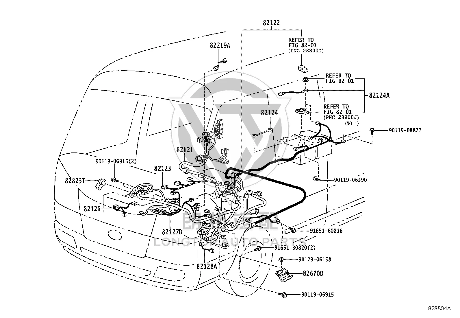Engine 4 wire harness 82124-0S020 for Toyota Coaster