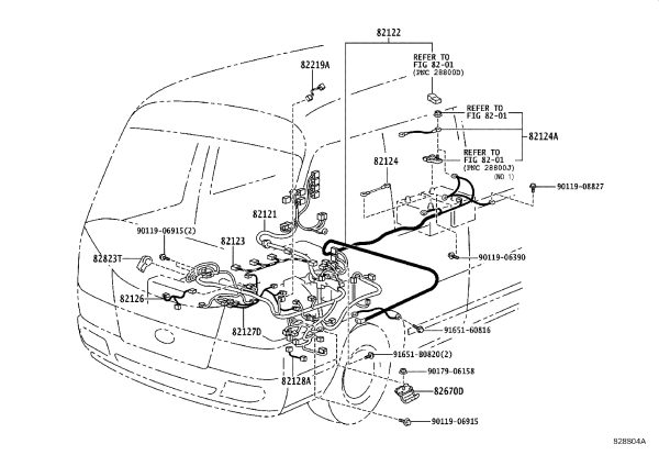 Engine 4 wire harness 82124-0S020 for Toyota Coaster