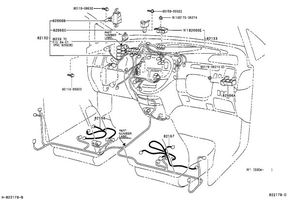 Front wall No.3 wire harness 82133-28301 for Toyota Previa
