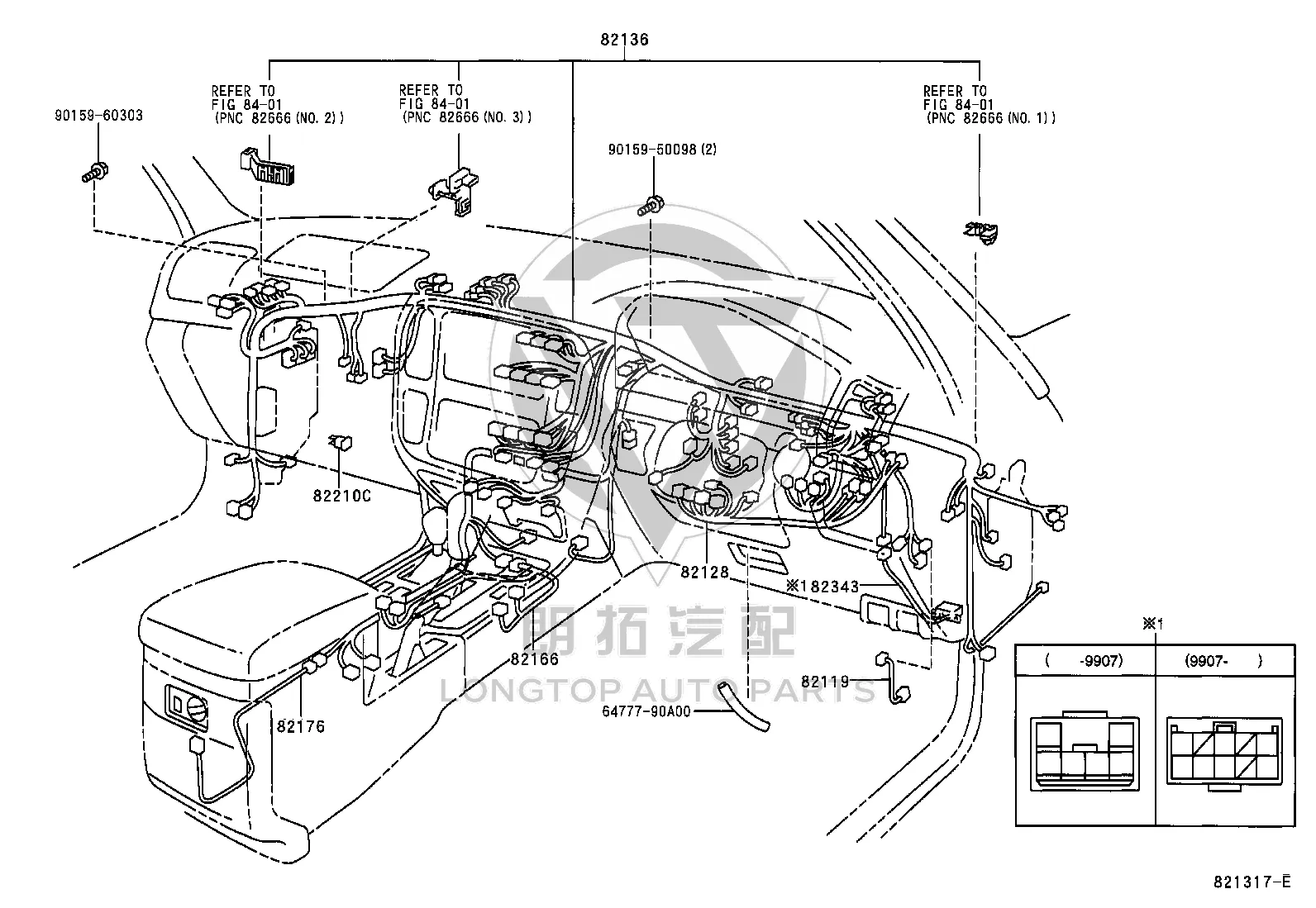 Rear Armrest Wiring Harness 82176-60052 for Toyota Land Cruiser