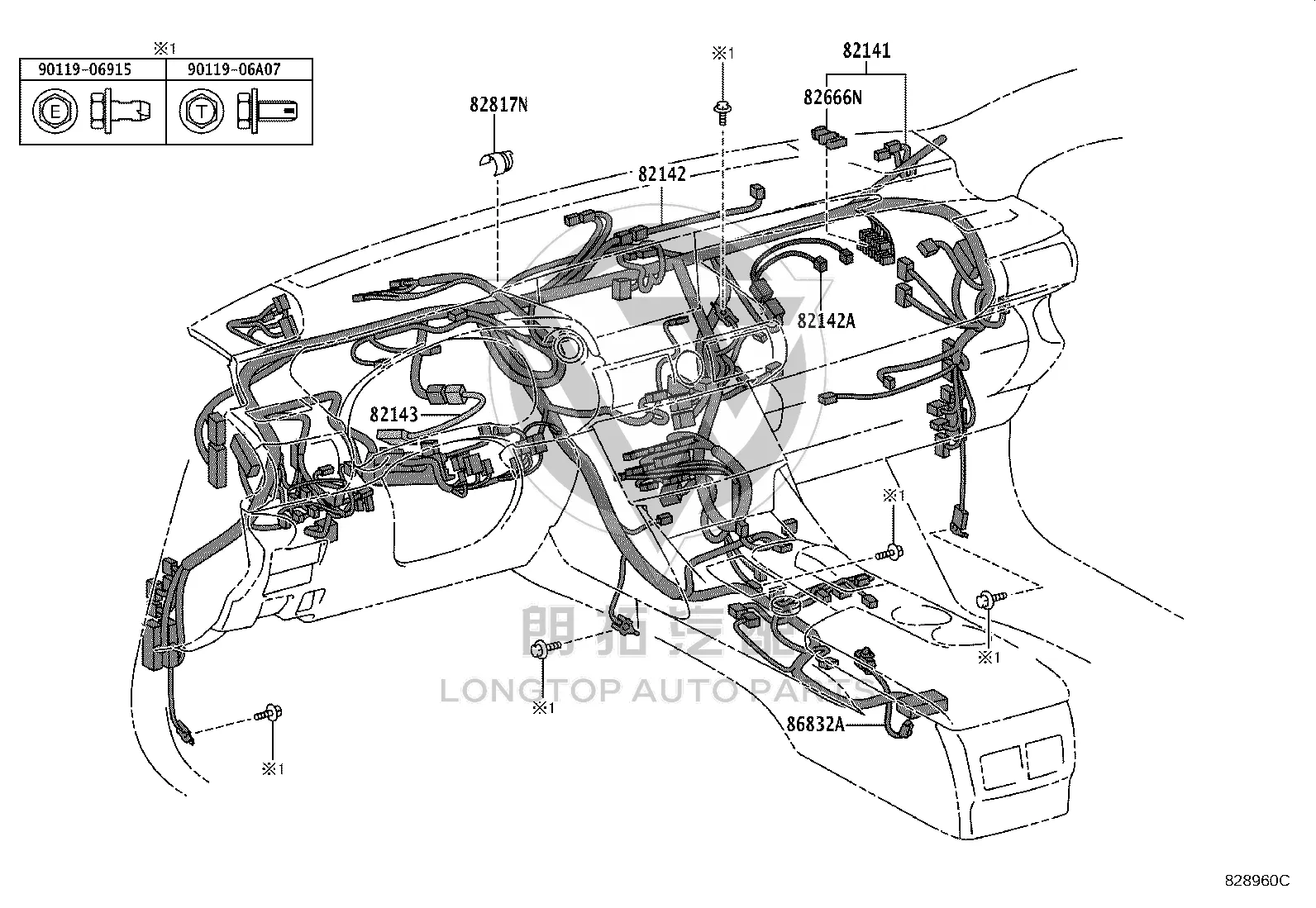 Auxiliary Airbag Wiring Harness 82140-30020 for Toyota Avalon