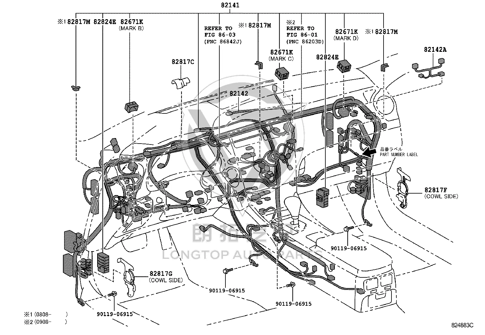 Instrument Panel Sub-Wire Harness 82140-53010 for Lexus IS F
