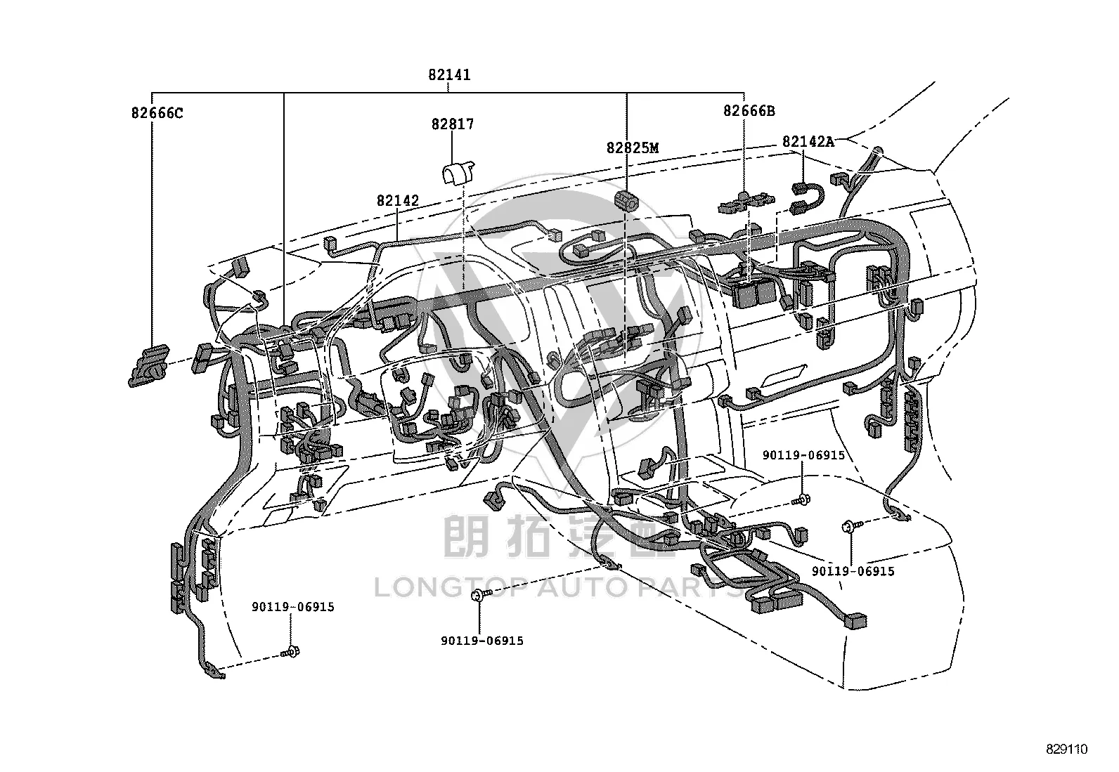 Instrument panel auxiliary wire harness 821400-0P020 for Toyota Crown