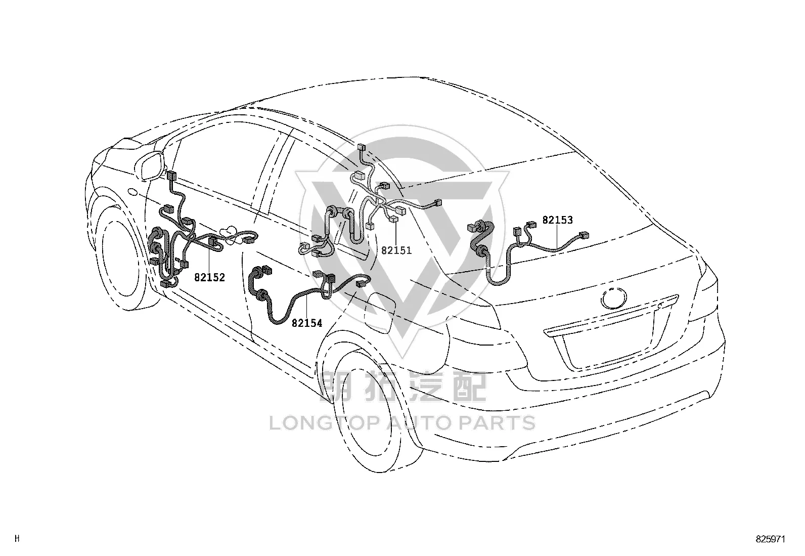 Front Door Harness Left 82152-0D870 for Toyota Vios