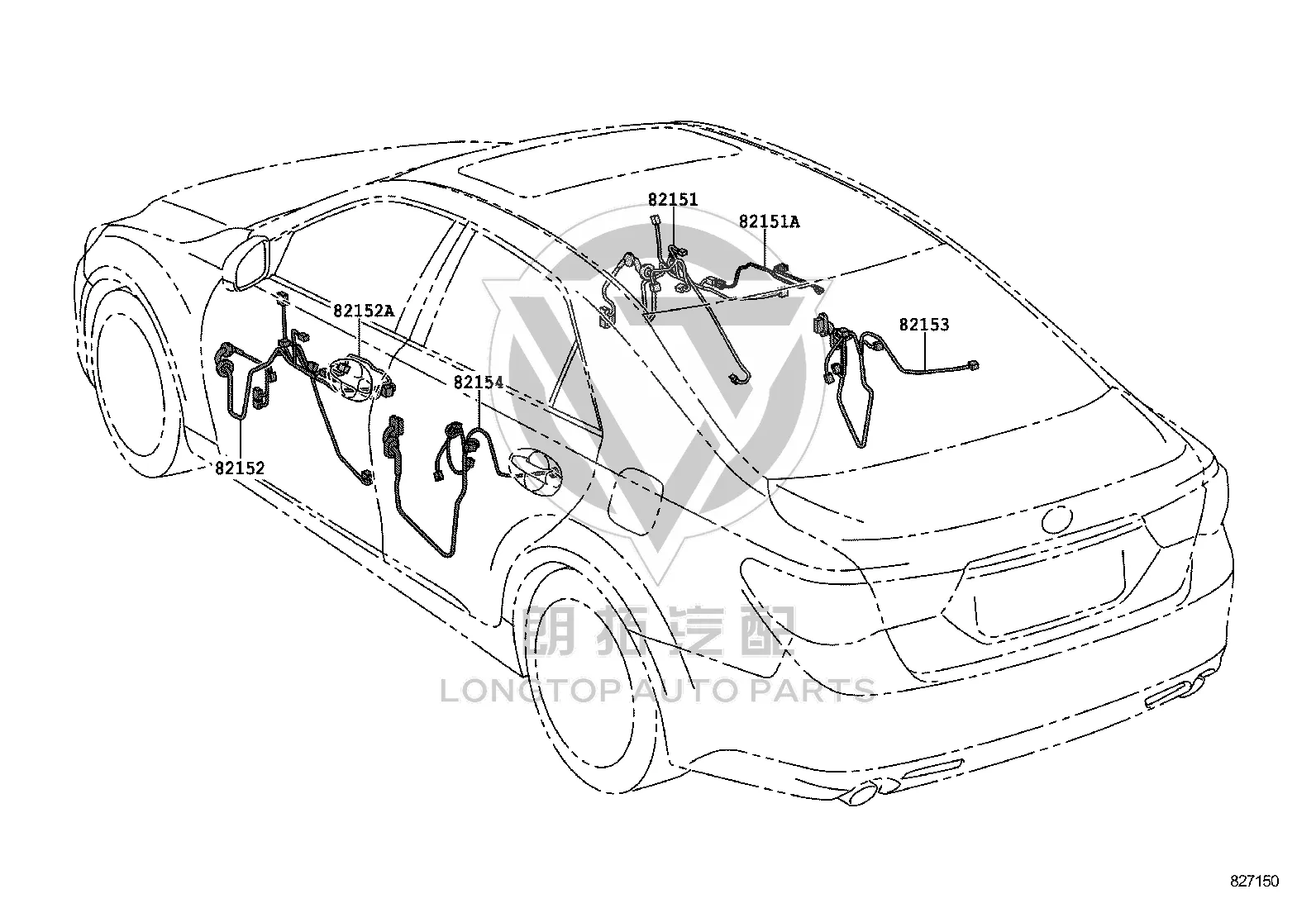 Front door harness (right) 82151-0P071 for Toyota Reiz