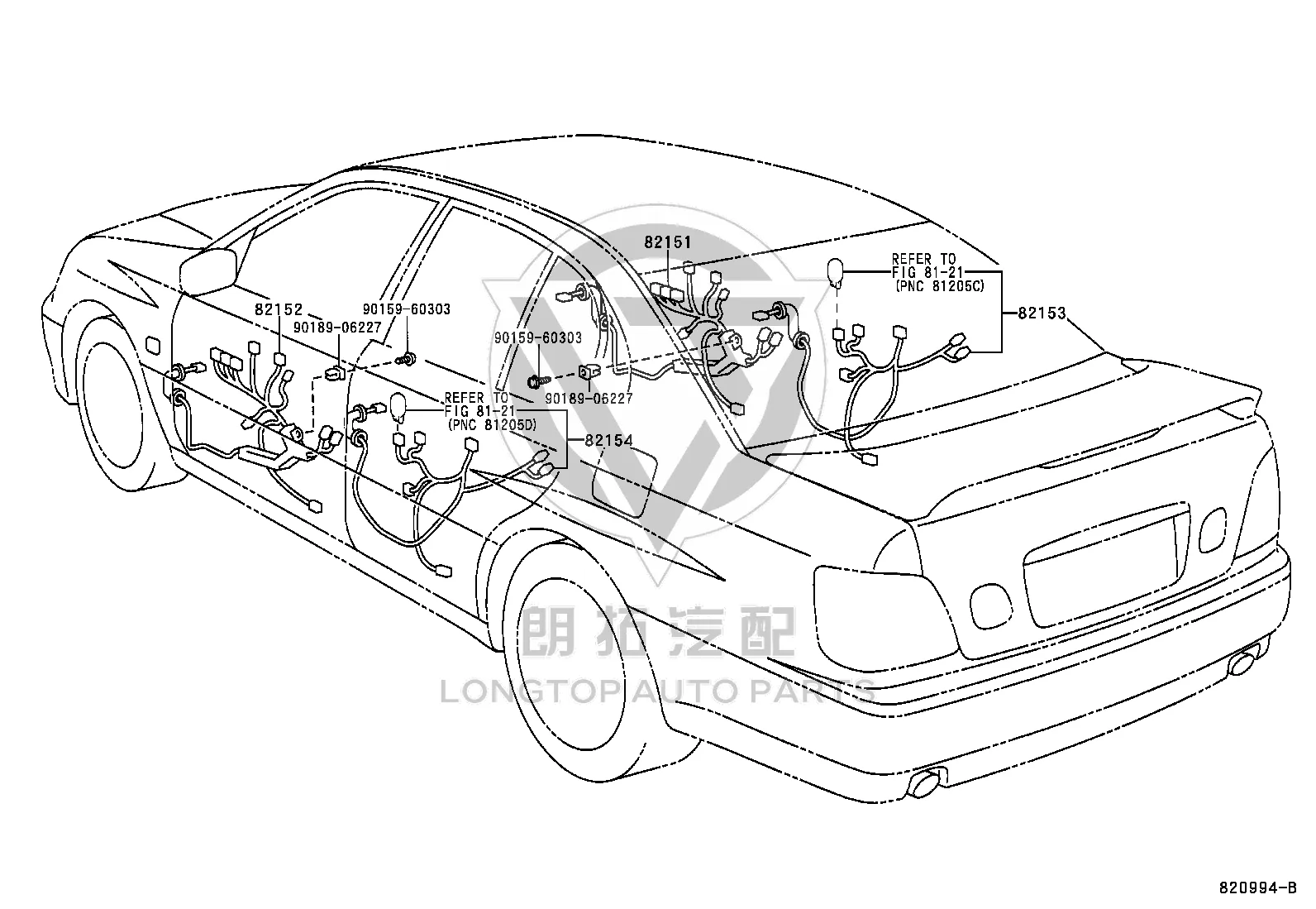 Front Door Harness Left 82152-30831 for Lexus GS300