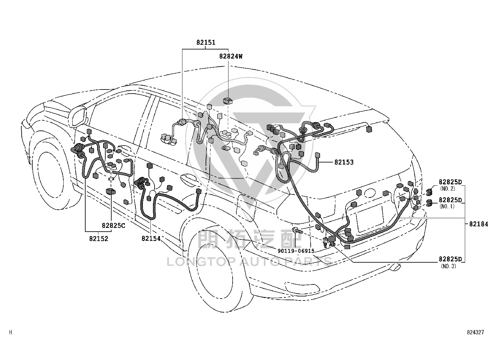 Tail Cover Wire Harness 82184-48300 for Lexus RX400H