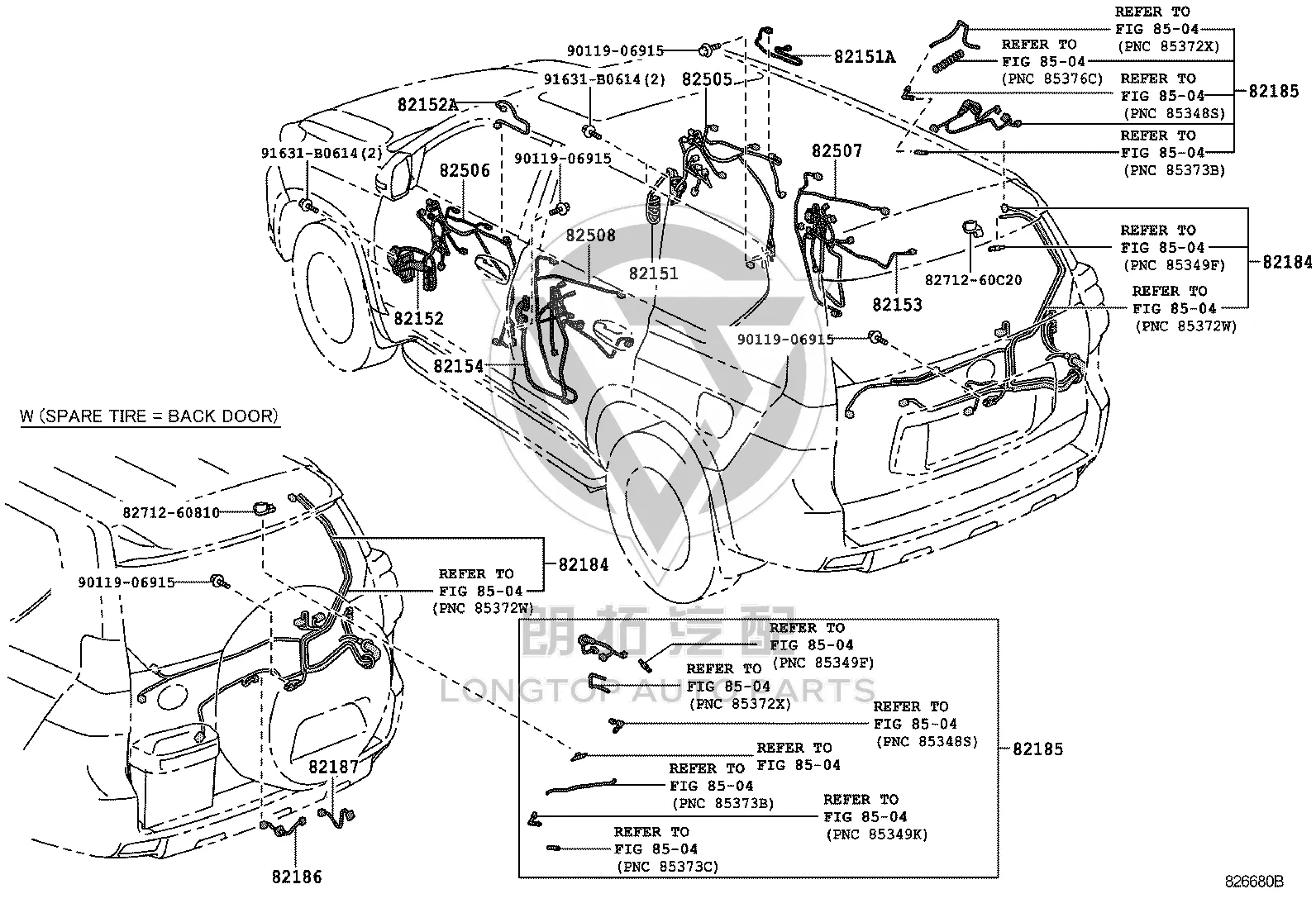 Tail Cover Wire Harness 82185-60260 for Toyota Land Cruiser Prado