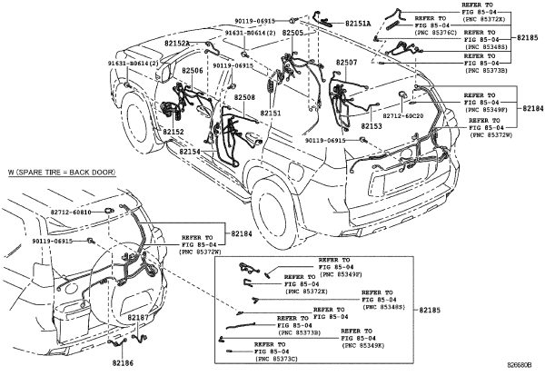 Tail Cover Wire Harness 82184-60460 for Toyota Land Cruiser Prado