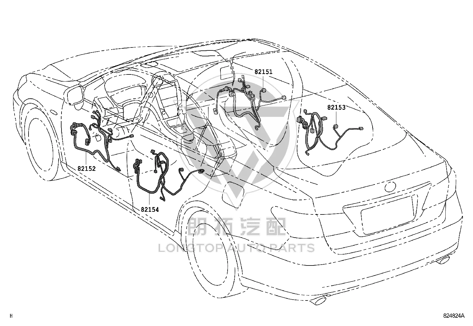 Rear Door Harness Left 82154-33200 for Lexus ES